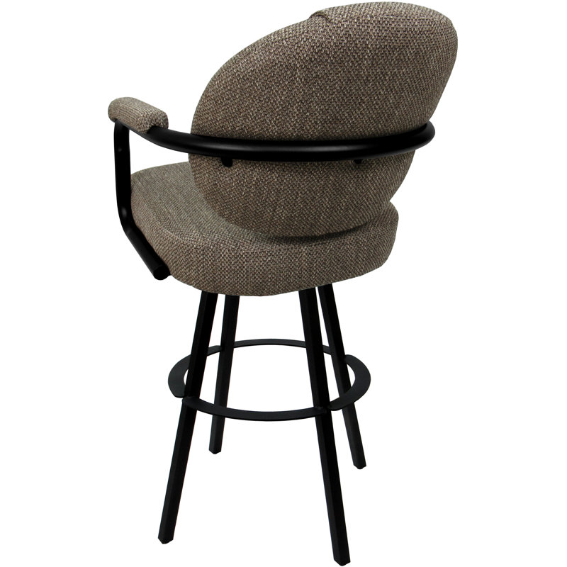 Swivel Upholstered Counter Stool with Metal Frame, Cocoa Polyester Blend/Black Frame