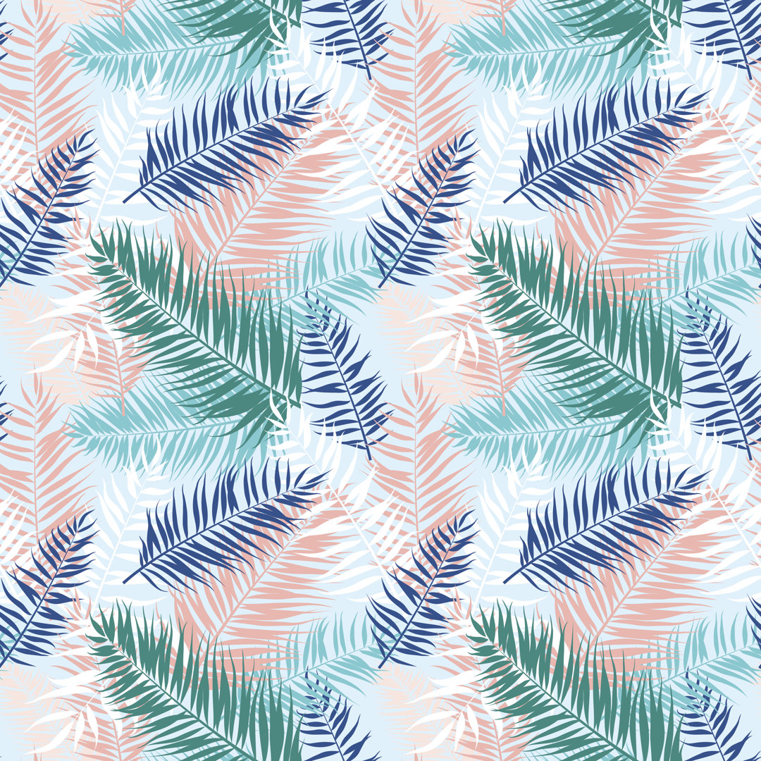 Seamless Pattern Of Tropical Palm Leaves by Sv_sunny - Wrapped Canvas Print