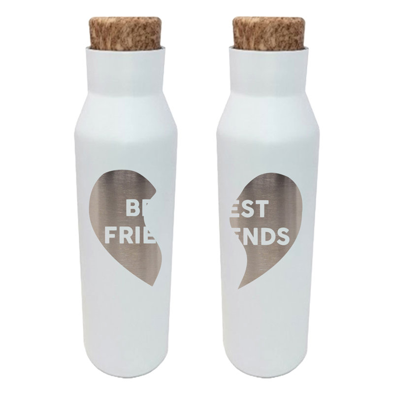 Best Friends 20 oz. Bouteille d'eau en acier inoxydable à double paroi, Blanc
