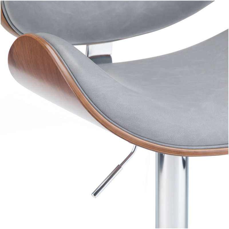 Marana - Tabouret de bar pivotant réglable en bois courbé - Gris pierre