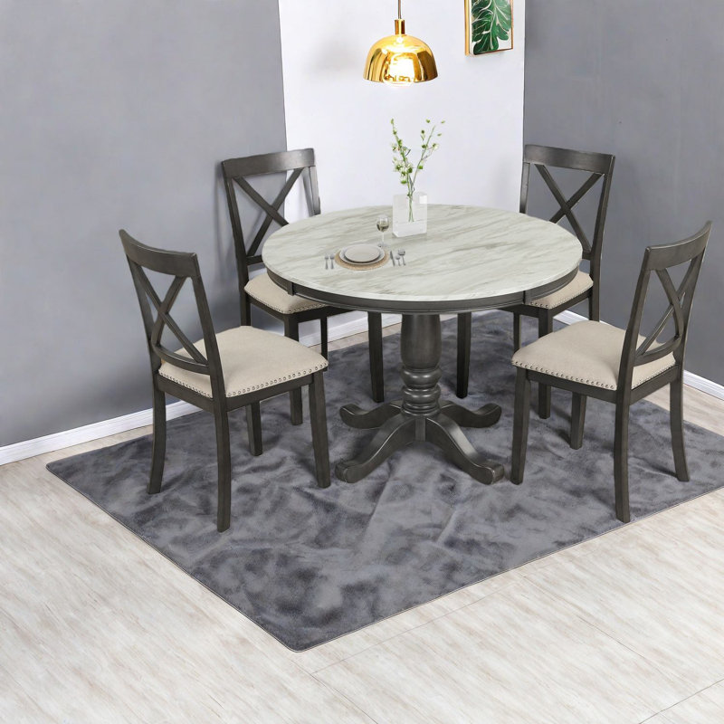 Ensemble de tables de salle à manger élégantes en bois massif pour cuisine moderne