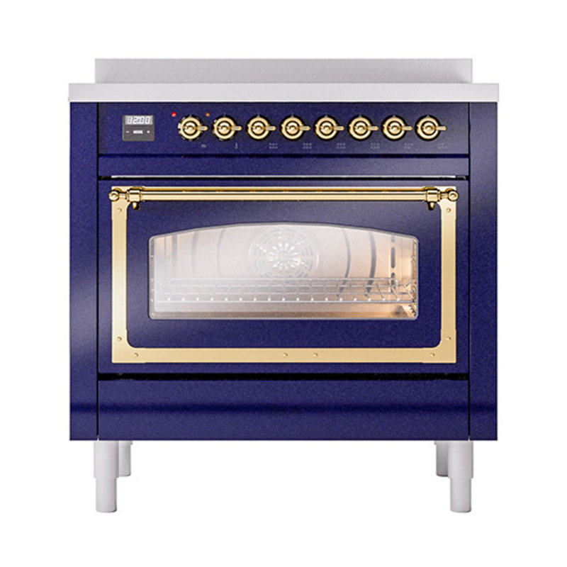 ILVE Nostalgie II Noblesse 36 in Induction Range, Midnight Blue/Brass