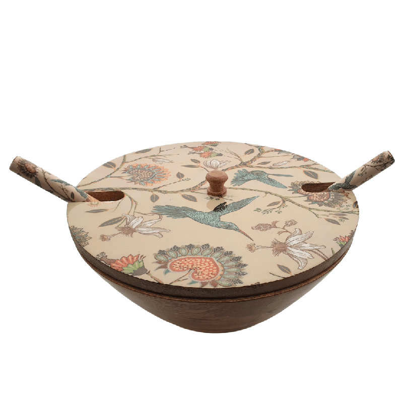 Gracie Oaks Bourbonnais Wood Serving Bowl
