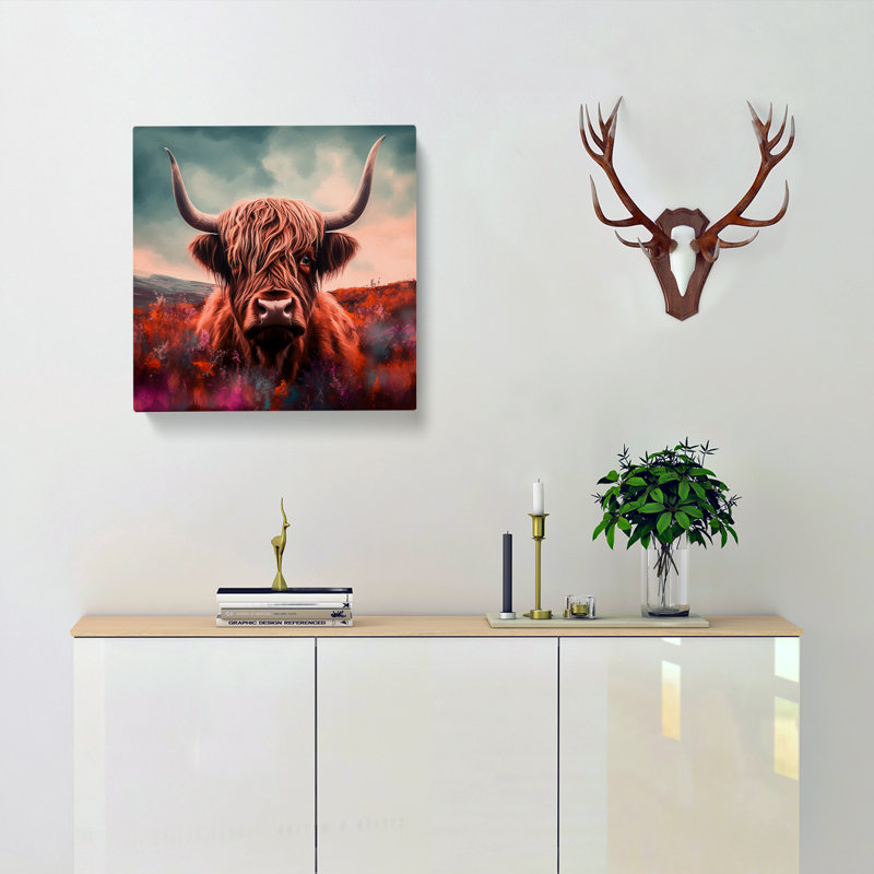 Highland Cow Surrealism - Wrapped Canvas, 50cm H x 50cm W x 3cm D