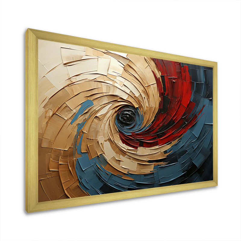 Symphonie en spirale sur toile, H 30 po x l 40 po x P 1,5 po, Encadrement doré