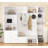 (White) American Style 4-in-1 Hall Tree with Padded Bench 4 Hooks and Adjustable Storage Shelves-129051553