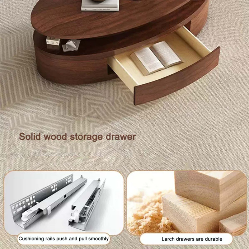 Table basse en bois de noyer naturel, H 16,92 po x l 55,11 po x P 27,55 po