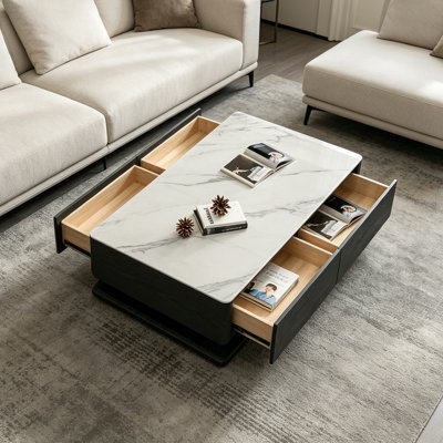 Table basse de rangement rectangulaire sur pied