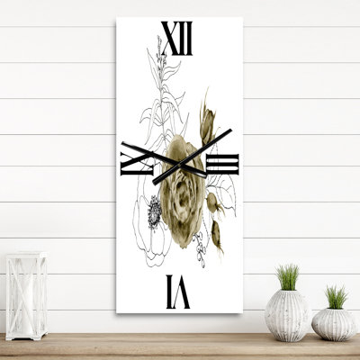 Horloge murale Anemone Bouquet Flower avec branches d'eucalyptus