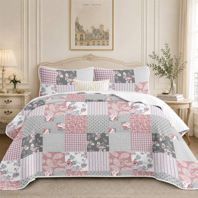 Ensemble de courtepointe pour lit double / grand / très grand 3 pièces, couvre-lit chaud, housse de couette toutes saisons, ensembles de literie à couverture matelassée rustique avec taies décoratives, édredon mince de style moderne, ensemble de courtepointe pour lit simple 2 pièces