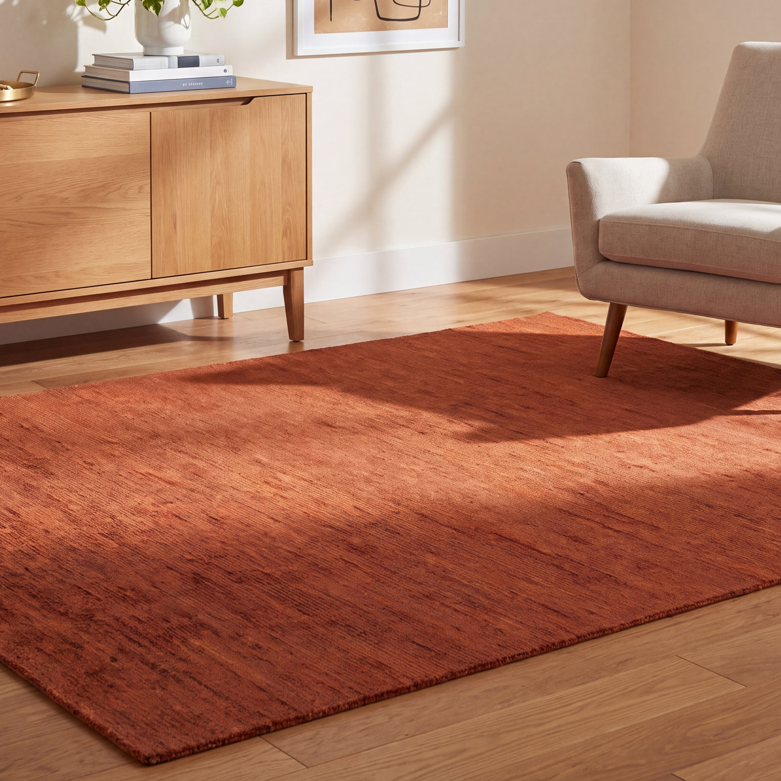 Sunset Ember Hand-Knotted Wool Rug, Rectangle 6' x 9'