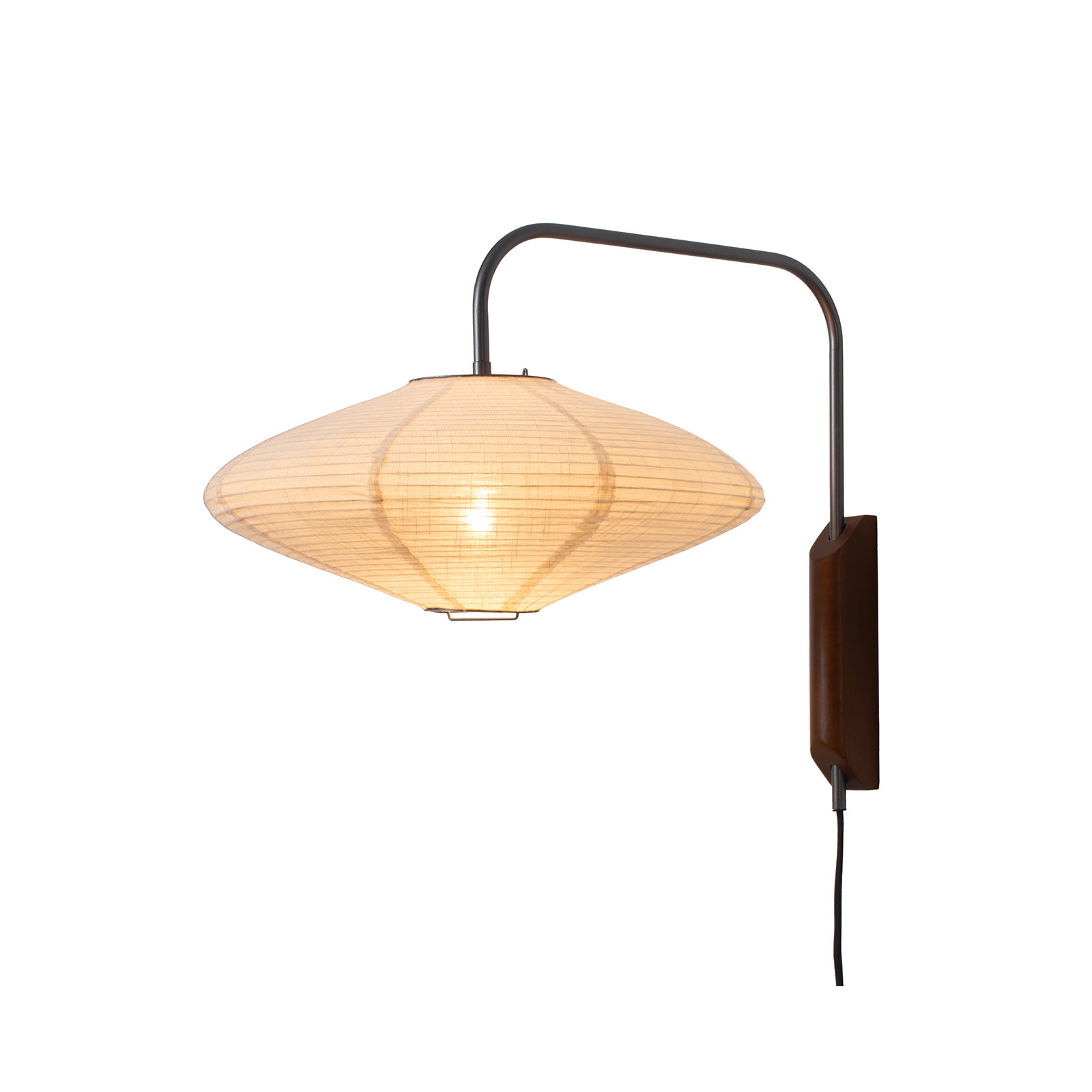 Roswell Wall Sconce - Matte Black, Handcrafted Shinpuru-sa Linen-Cotton Shade, Plug-in