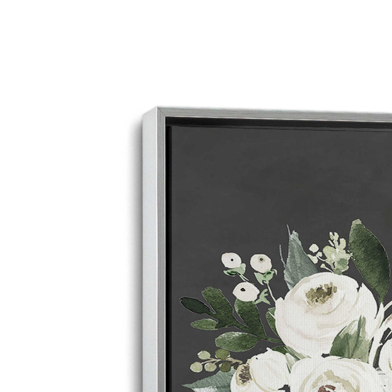 «Thankful Flowers» par Art texturé, Toile avec cadre, Argent, L 24 po x H 18 po