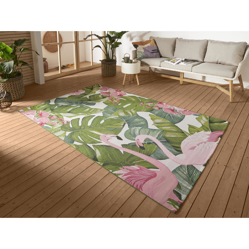 Flamingo Green Indoor/Outdoor Rug, Rectangle 200 x 285cm