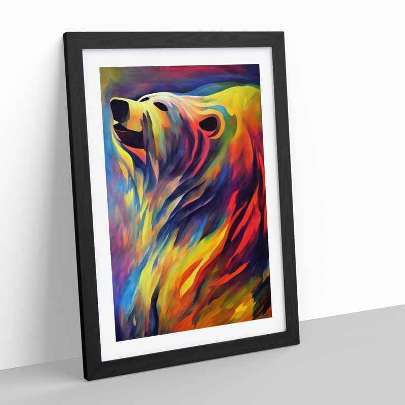 Fantastic Bear Abstract - Single Picture Frame Painting, Black, 64cm H x 46cm W x 2cm D