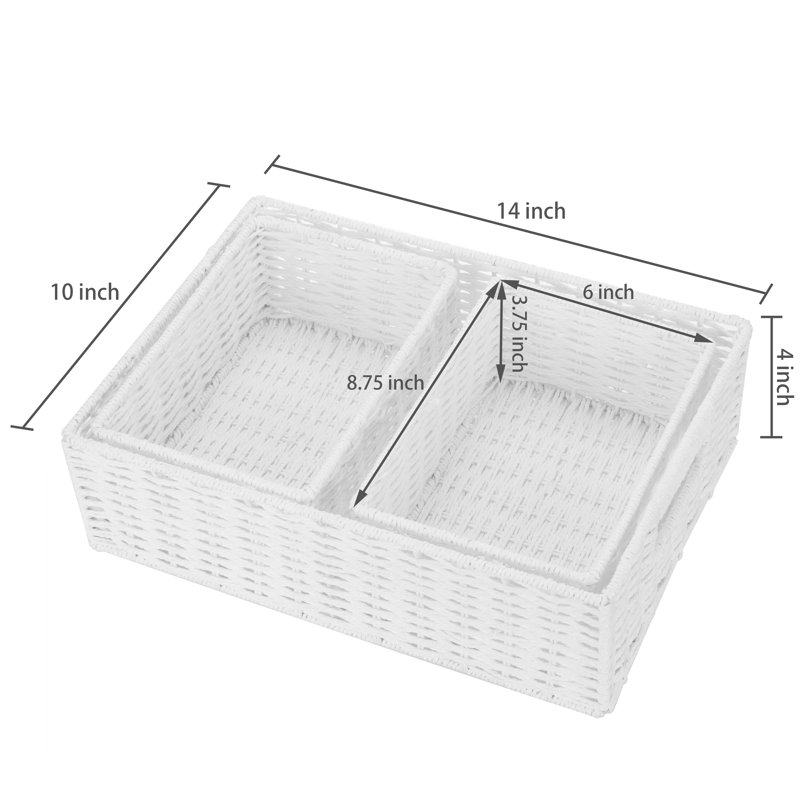 Cardboard / Paper 3 Piece Decorative Basket Set, White