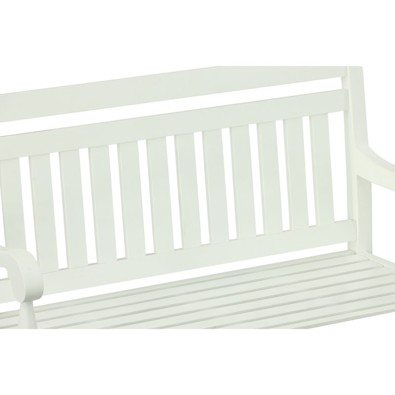 Banc d'extérieur blanc moderne 45,5 po avec finition résistante aux intempéries et accoudoirs, Blanc