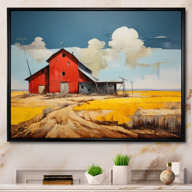 "Bewry Landscape Barns", impression sur toile, H 34 po x l 44 po x P 1,5 po, Cadre flottant noir