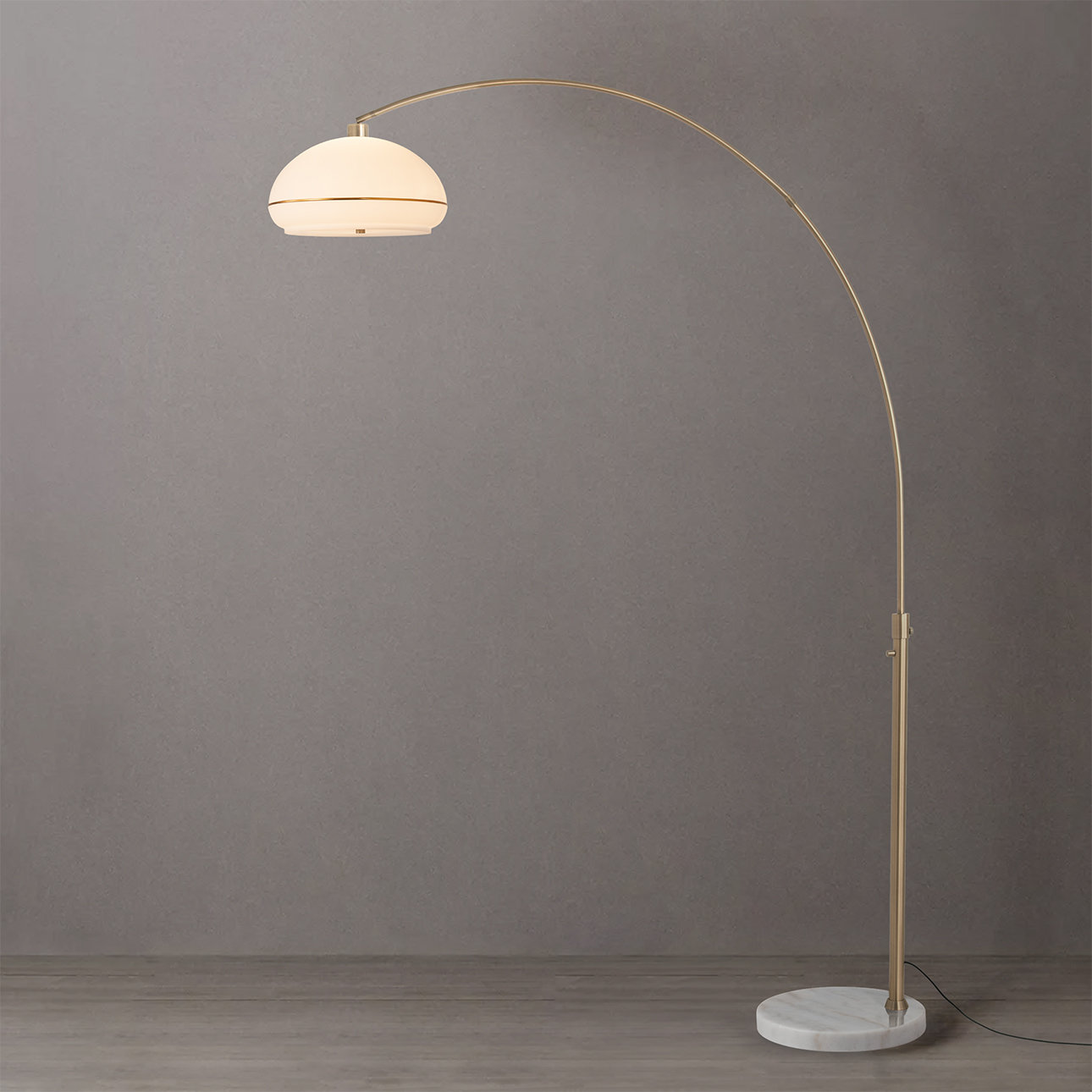 76" Marble Floor Lamp, White Marble, Weathered Brass