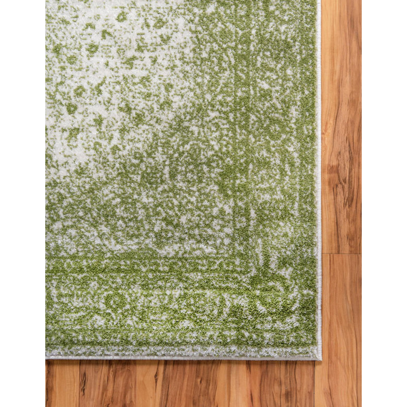 Tapis vert de style oriental, Tapis de couloir 2 pi x 8 pi 8 po