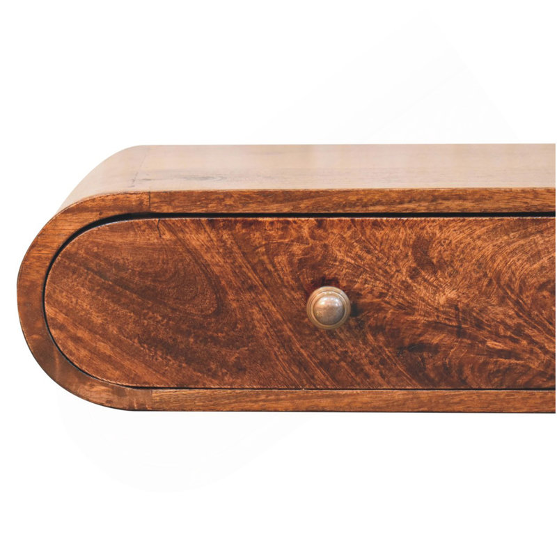 Console murale en bois noyer californien 2 tiroirs, brun