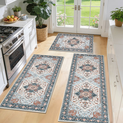 Tapis de cuisine lavables antidérapants en faux nylon (ensemble de 3)
