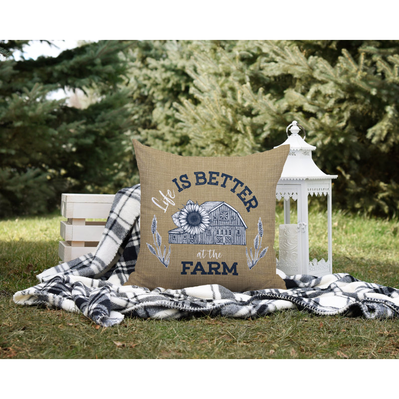Coussin intérieur / extérieur Hickory Country Farm, Beige, L 19 po x H 19 po