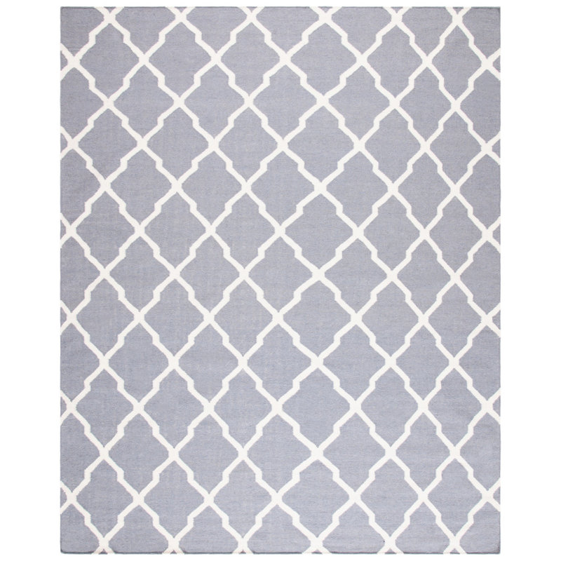 Tapis gris en laine et coton tissé à la main Rodgers, Rectangle 10 pi x 14 pi