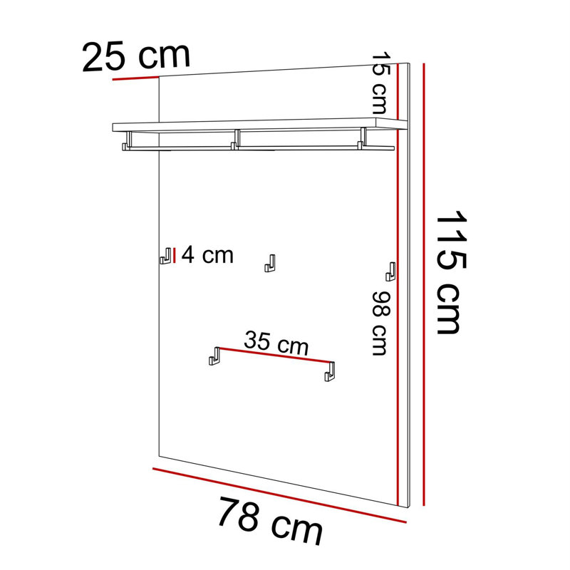 Dahill Engineered Wood Wall Storage 5 - Hook Wall Mounted Coat Rack