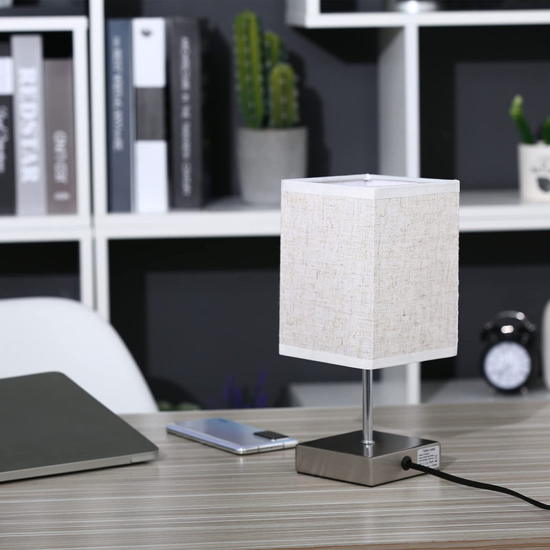 Arnitha Metal USB Table Lamp, Beige