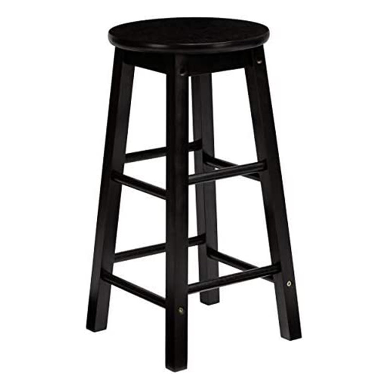 Solid Wood Accent Stool, Black