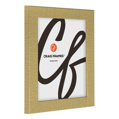 Cadre photo Craig Frames 14x24 pouces, doré tissé, style Bauhaus 125, moulure en MDF de 1,25 pouce, finition texturée, vitre en plexiglas et système d'accrochage inclus.