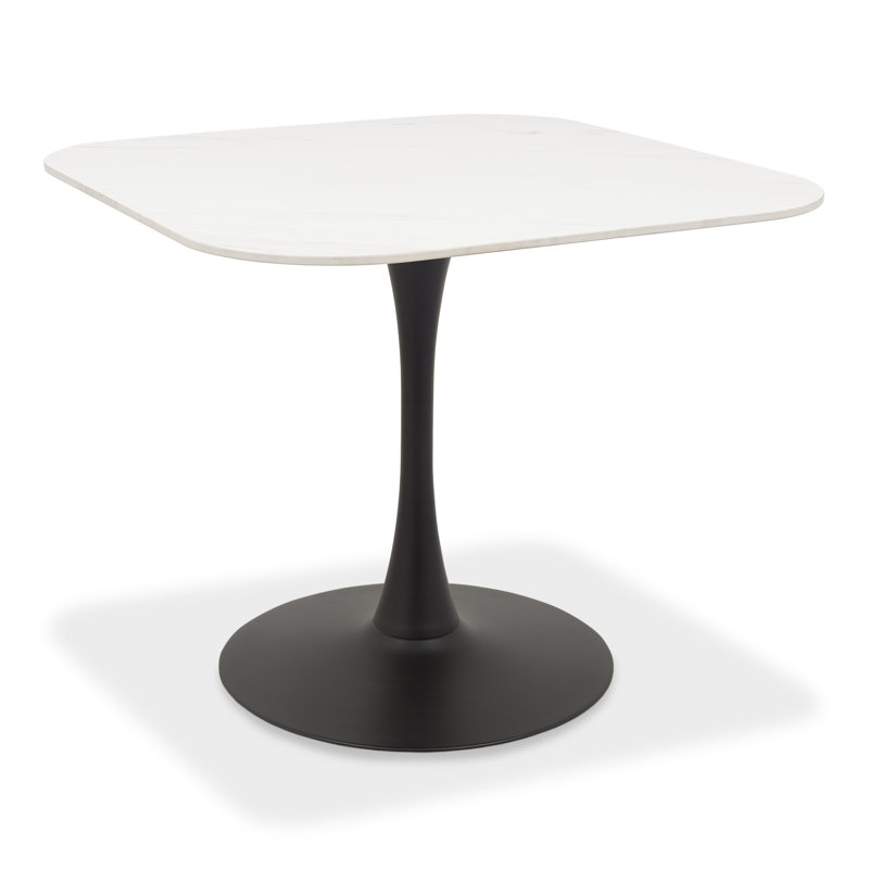 Anquetta Ceramic Dining Table With Black Sand Powder Coated Base, White