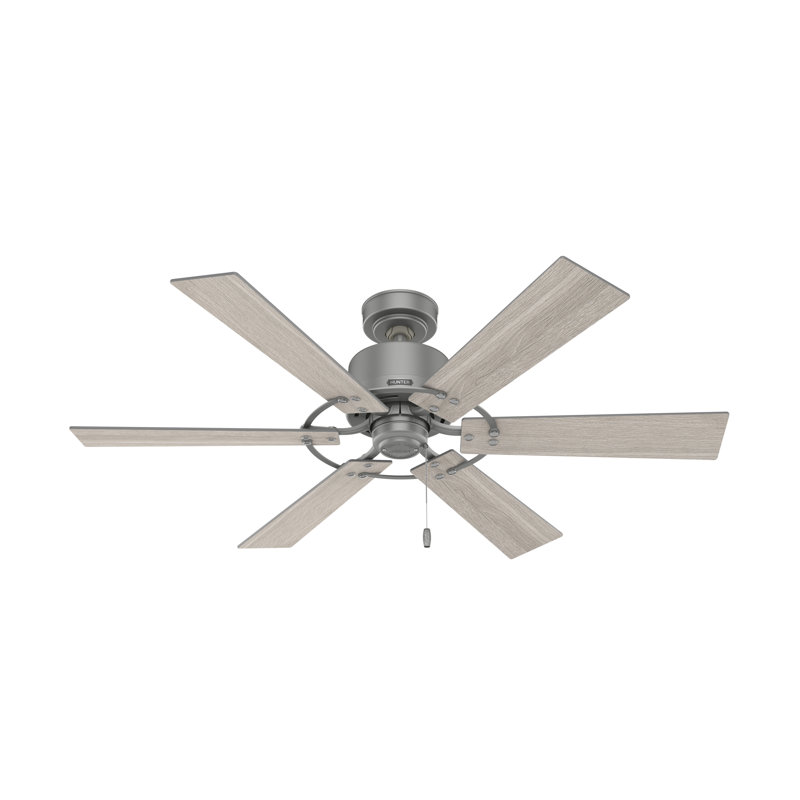 Gilrock 52" 6 - Blade Ceiling Fan with Pull Chains, Matte Silver