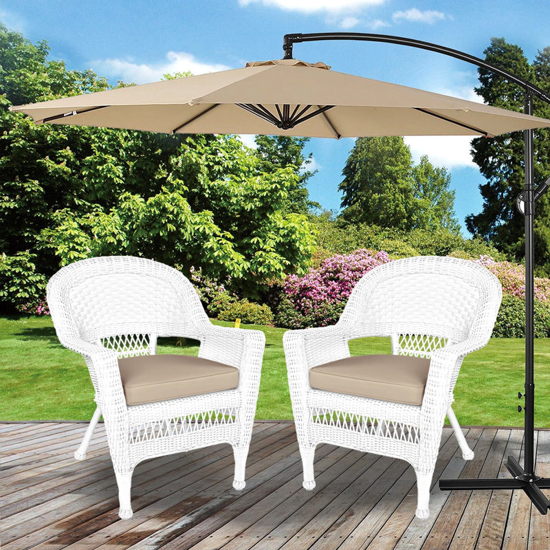 Chaise de patio avec coussins Burrowes, Blanc, Brun clair