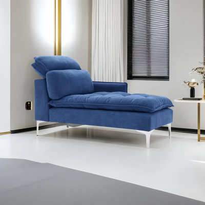 55" Button Tufted Chaise Lounge Chair With Left Armrest And Lumbar Pillow - Upholstered Lounge Sofa For Living Room, Bedroom, Office - Easy Tool-free Assembly