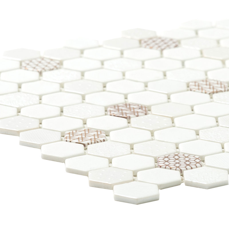 Eterna Hex 12" x 12" Recycled Glass Shiny Mosaic