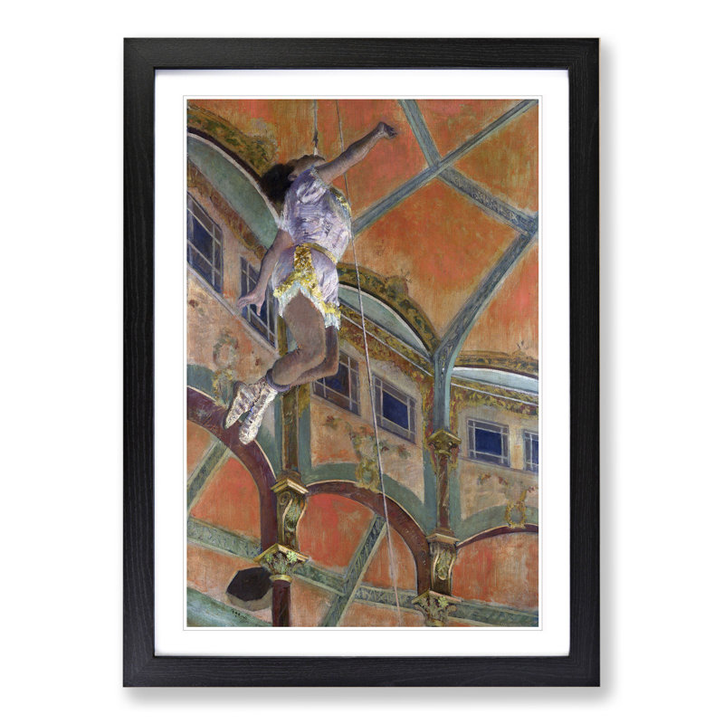 Circus Performer Miss La La by Edgar Degas - Picture Frame Painting, 65cm H x 48cm W x 2cm D, Black Framed