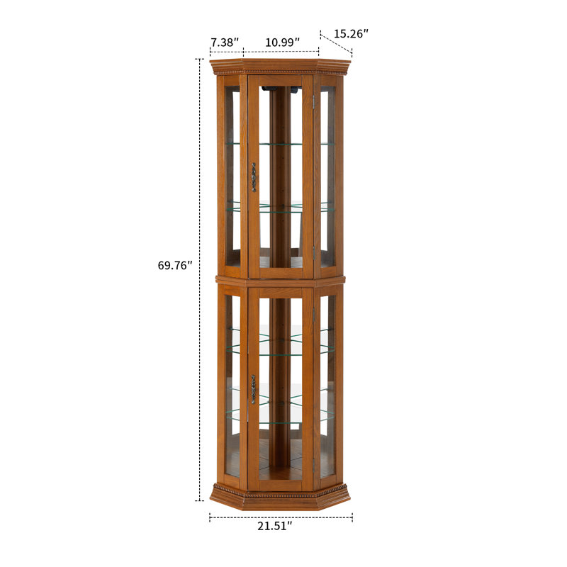 Vitrine de coin avec lumières, Oak