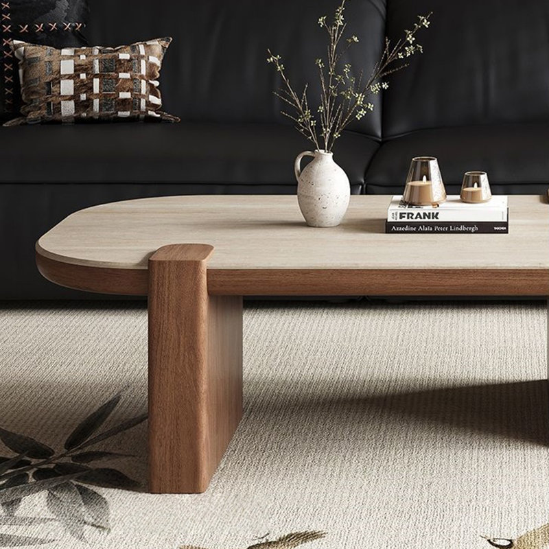 Table basse rectangulaire en bois manufacturé en noyer