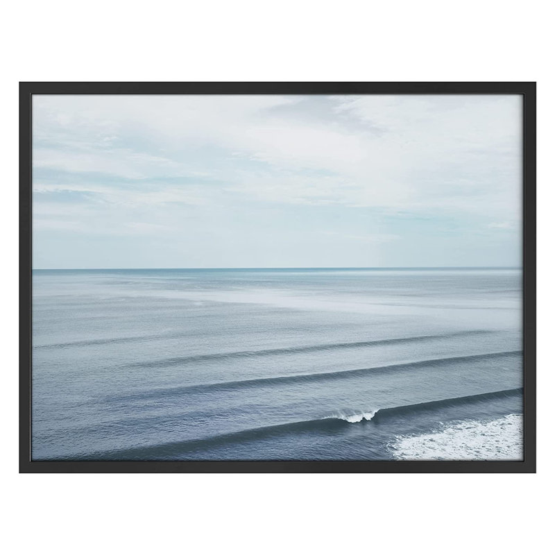 Rising Sea Waves Meet the Shore Coastal Ocean - Photographie avec cadre photo, Cadre noir