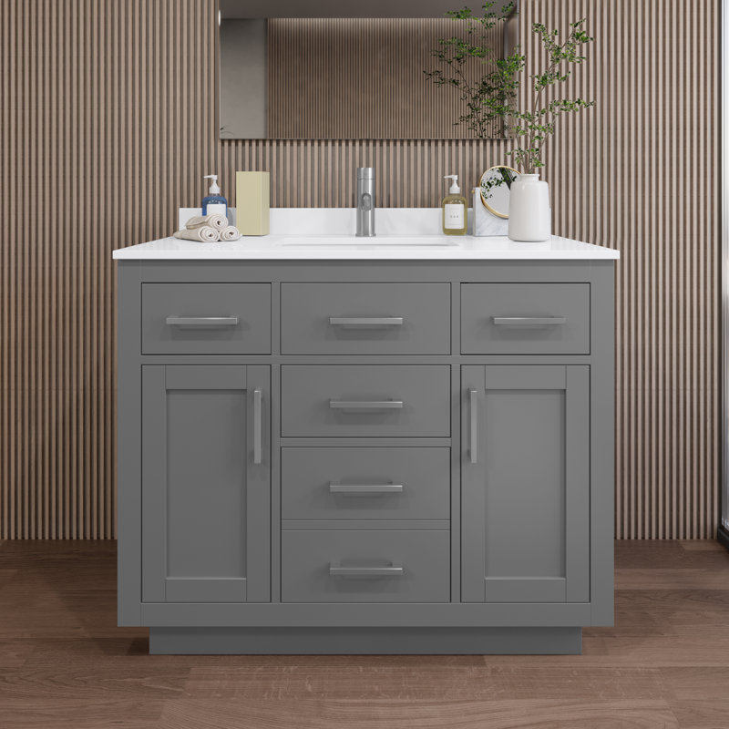Beckett TK 42'' W Vanity, Brushed Nickel, Single, Gray