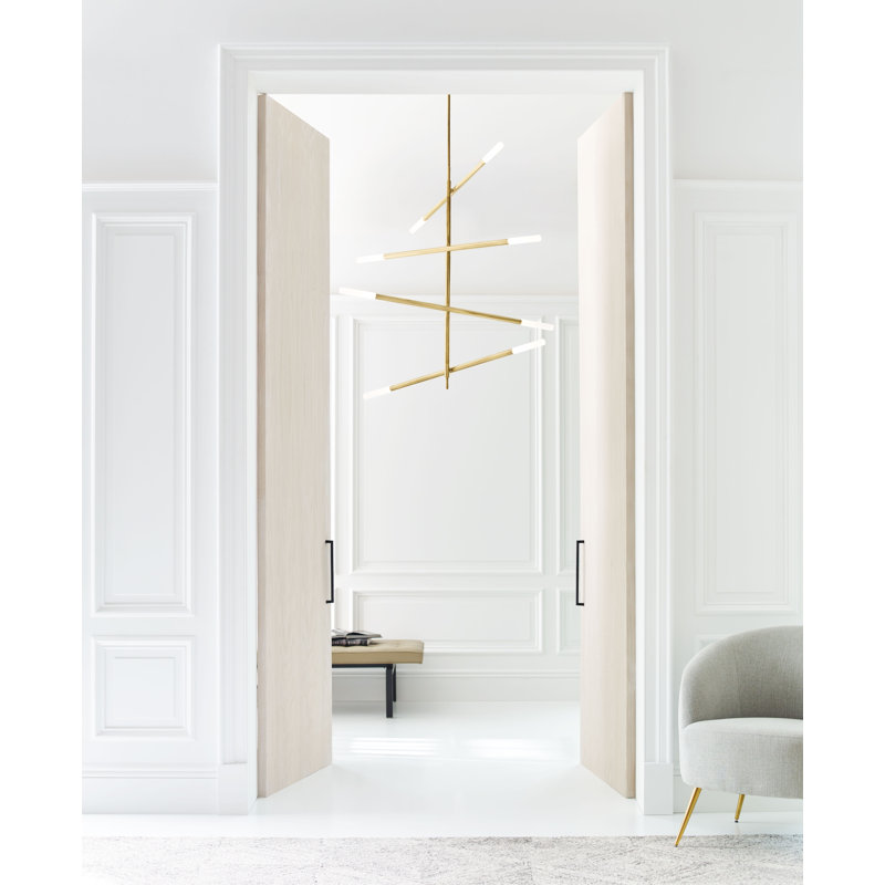 Kelly Wearstler Rousseau Large Articulating Chandelier, 33.5" H x 32" W x 3" D, Seeded Glass, Polished Nickel
