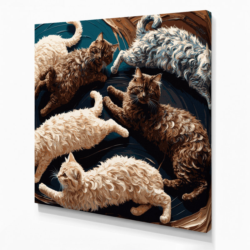 «Cats LaPerm», art mural sur toile mauve, H 32 po x l 32 po