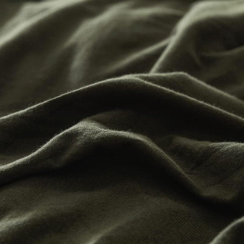 Drap-housse en coton tricoté 3 pièces DONEUS, Drap-housse très grand avec 2 taies d'oreiller, Vert olive