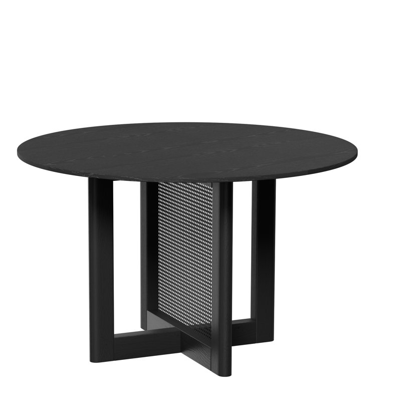Round Wood Dining Table Chair Set, 30" H x 46" L x 46" W, Black