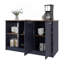 Îlot de cuisine H 35,7 po, 2 portes, 6 tablettes, bleu Alby / chêne naturel - Cuisine