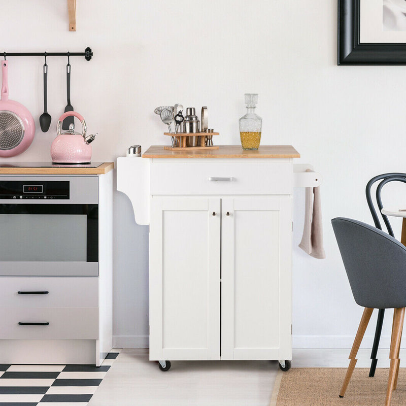 Damascus Wood Kitchen Cart, White