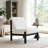Fluffy Accent Chair White with Black Solid Wood Frame-391615131-391615078