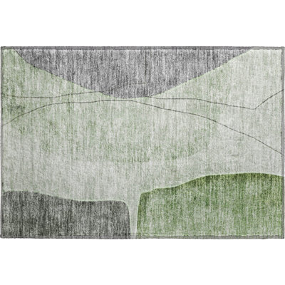 Premium Machine Washable Prisco Green Rug